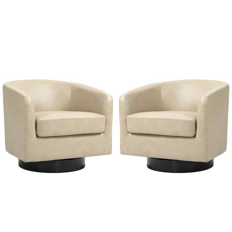 Modern Round Swivel Accent Chair Set of 2 Barrel Chair for Living Room