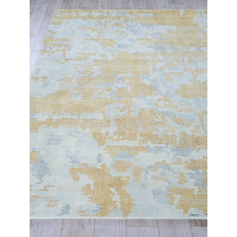 EXQUISITE RUGS Mineral Hand-loomed Wool/Bamboo Silk Silver/Gold Area Rug.