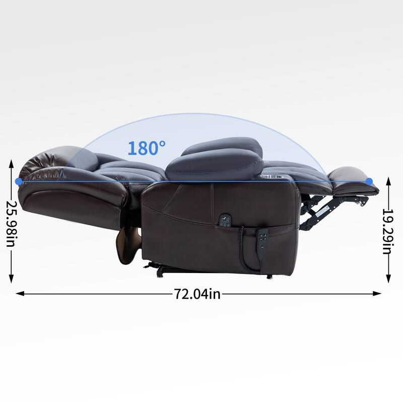 Power Lift Recliner Chair with Massage & Heat, Dual Motor Infinite Position Heavy Duty Recliner with Cup Holders