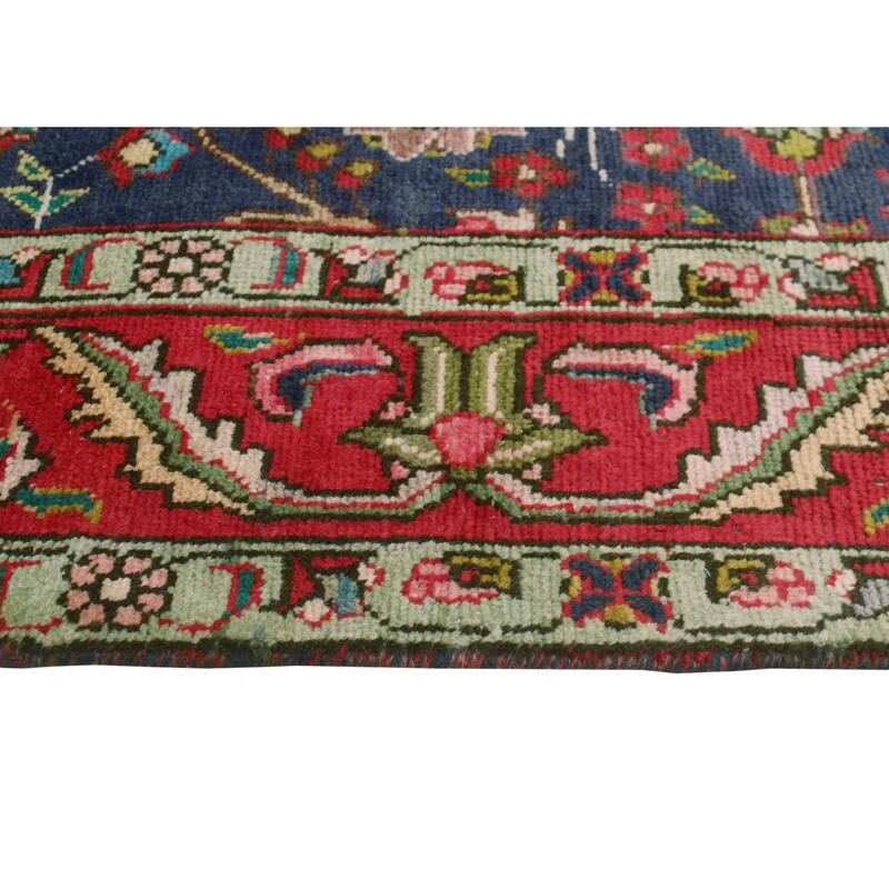 Fine Vintage Distressed Abdullah Navy/Red Rug - 6'7" x 9'8"