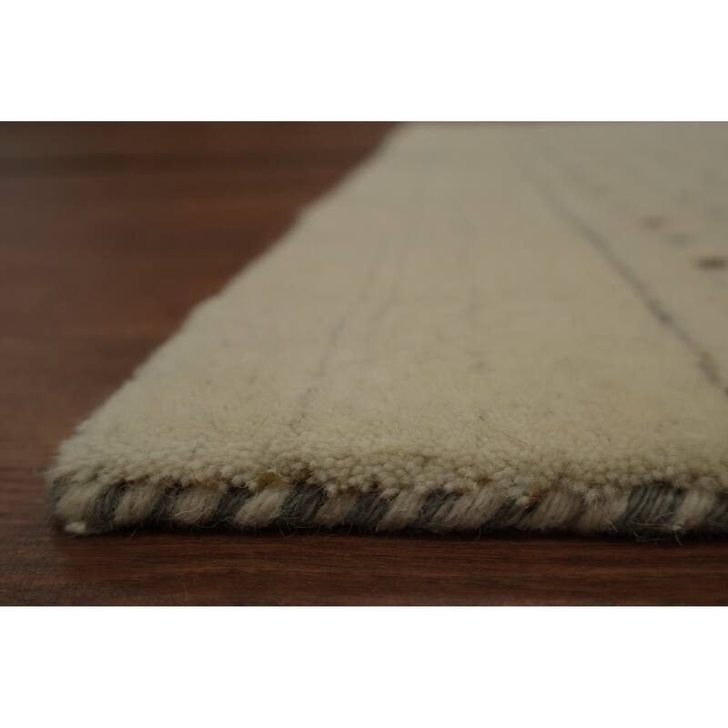 Hand Knotted Oriental 100% Wool Carpet Tribal Animal Pictorial Beige & Ivories Gabbeh Area Rug - 5' 2'' X 3' 3''