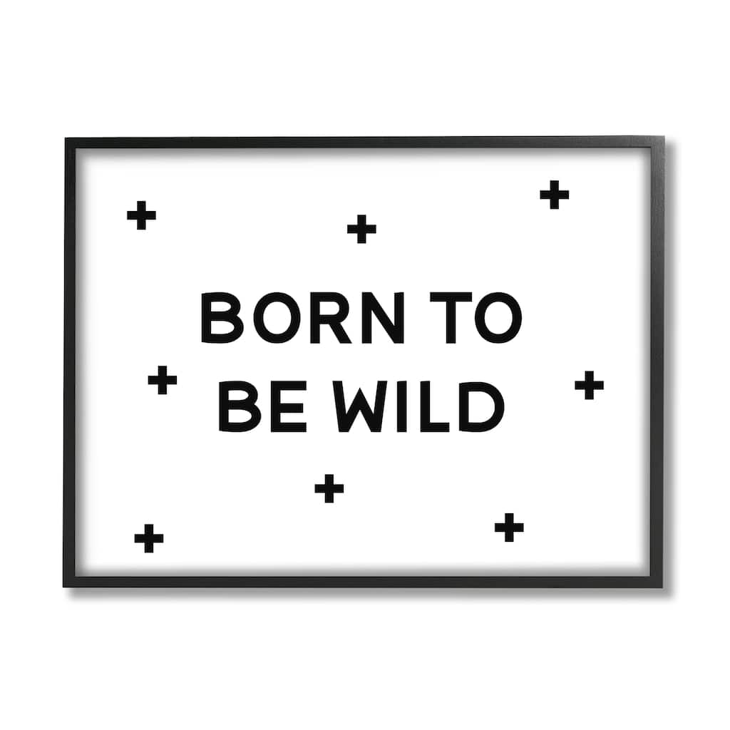 Stupell Born to Be Wild Adventure Phrase Minimal Pattern Framed Wall Art - Black