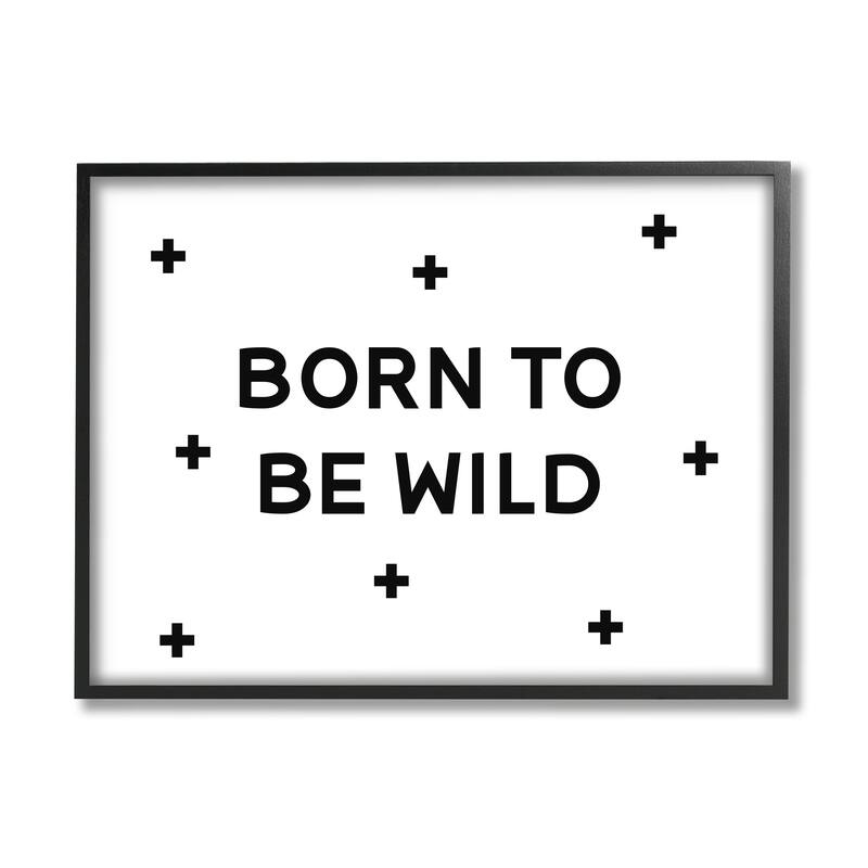 Stupell Born to Be Wild Adventure Phrase Minimal Pattern Framed Wall Art - Black - 30 x 24 - Black