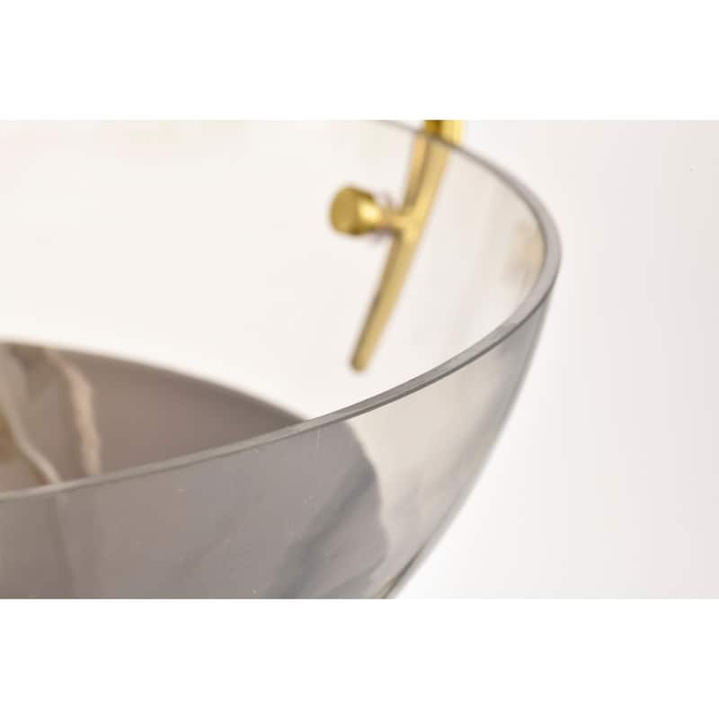 Vexa Brass Semi-Flush Mount Ceiling Lamp with Glass Bowl Shade Metal Bottom Cap - Brass-Gold