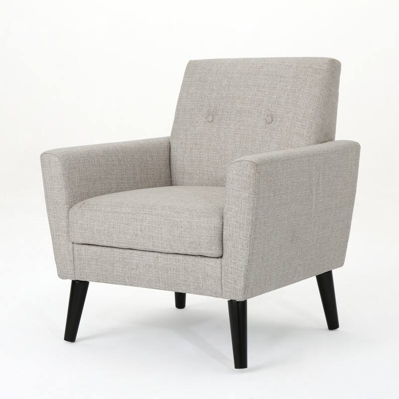 Beige Modern 31.1" Upholstered Button Tufted Club Chair with Sturdy Rubber Wood Legs