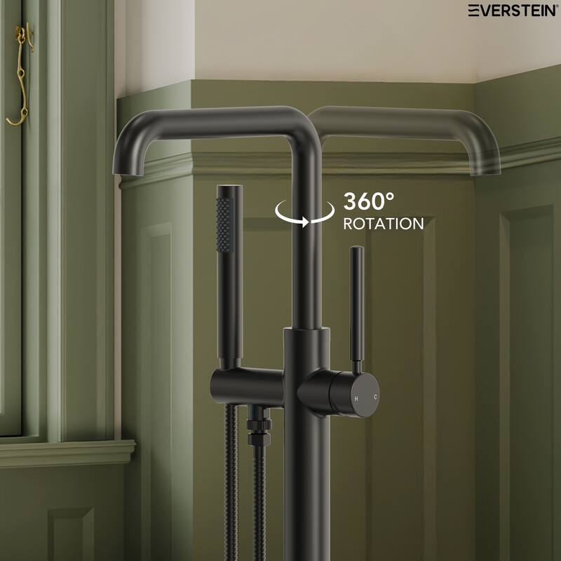 Freestanding Tub Faucet with Hand Shower,Modern Floor-Mount Bathtub Faucet