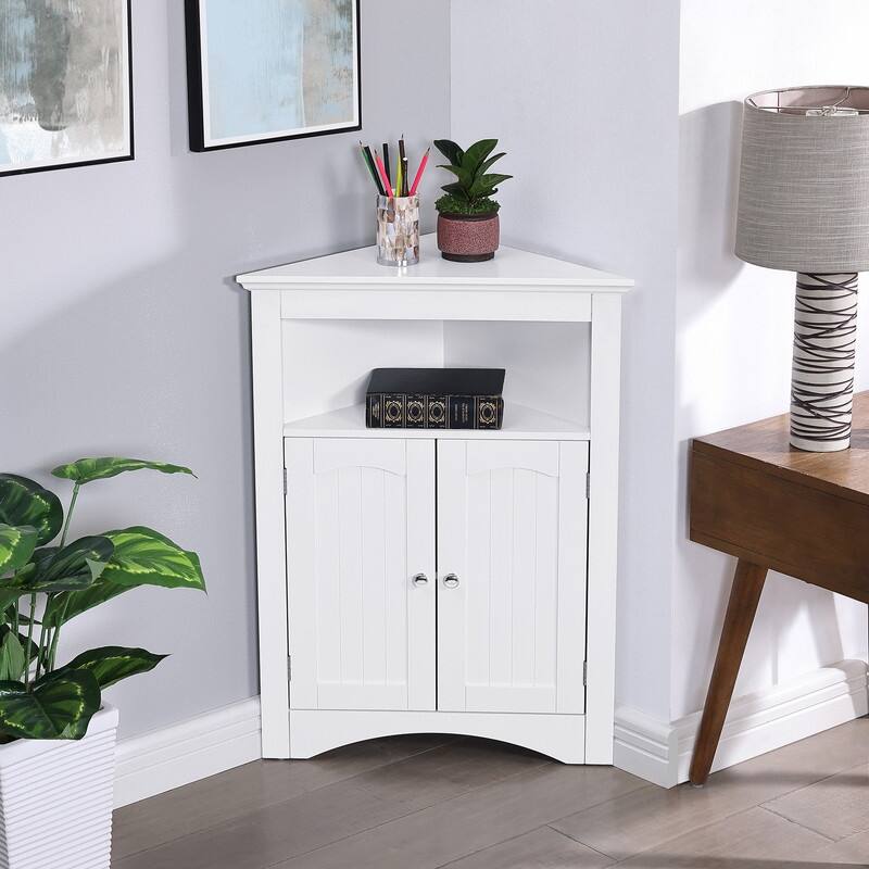 Free Standing Corner Cabinet With Doors and Shelves