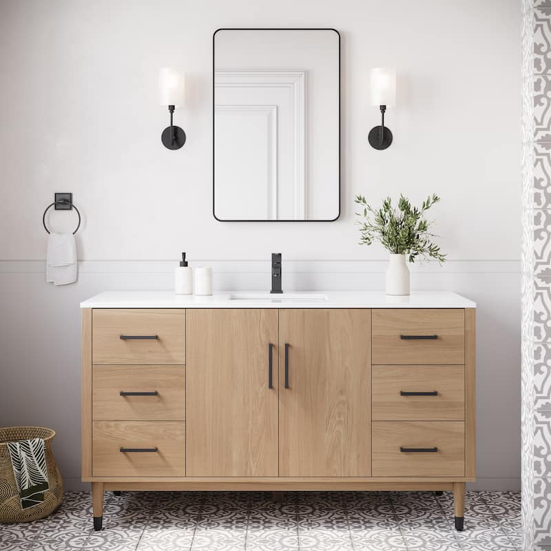 Fresca FCB4460-CWH-U Sawyer 60" Free Standing Single Basin Vanity Set