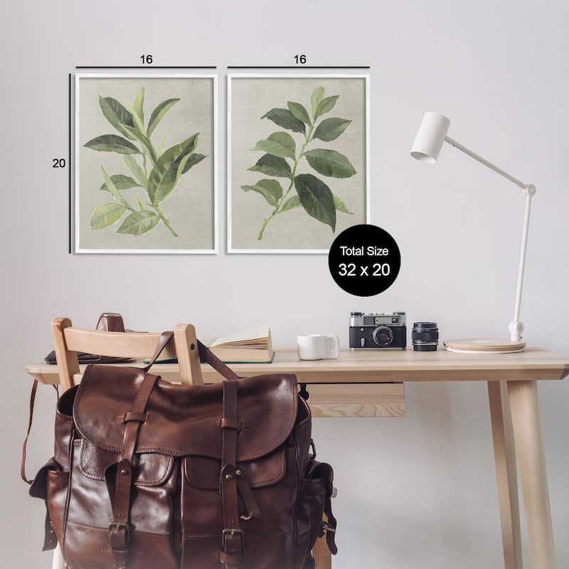 Stupell Green Tea & Coffee Plant Leaves Framed Giclee Art Design By Lanie Loreth (Set of 2)