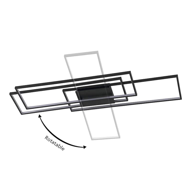 Fuochi 39" Contemporary Minimalist Metal Adjustable Dimmable Geometric Integrated LED Flush Mount, by JONATHAN Y