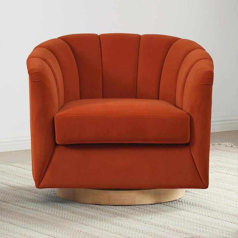 Fabric Swivel Barrel Chair - Orange