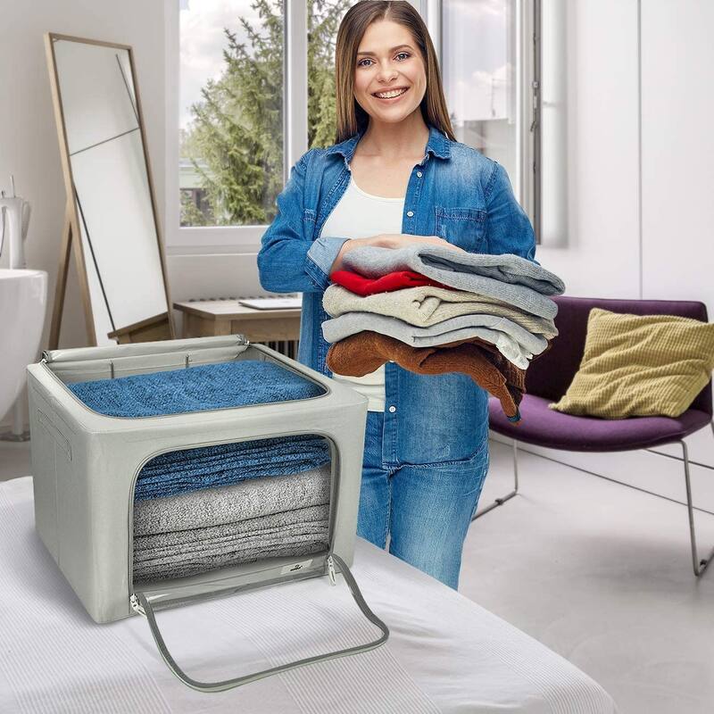 Foldable Storage Box Organizer -Gray Large