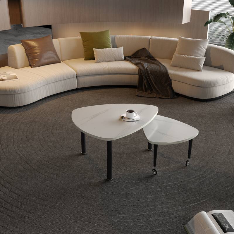 Rotating Coffee Table with Storage, 360° Swivel Modern Cocktail Table, Solid Wood Legs & Easy Assembly