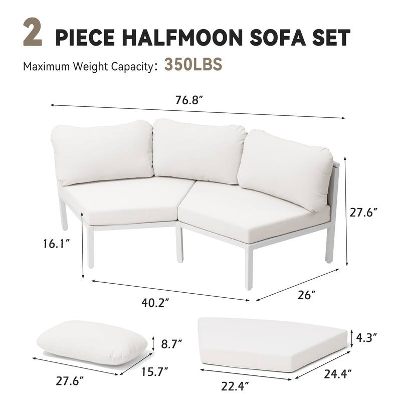 Curved Outdoor Sofa Rattan Sectional Sofa Patio Furniture Set Outdoor Conversation Sets