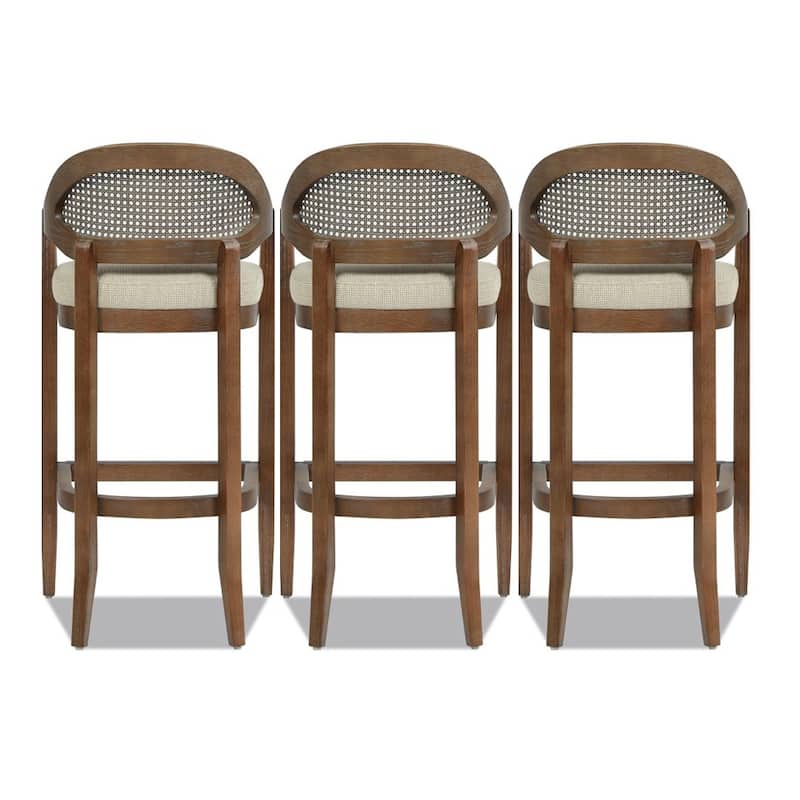 Americana Mid-Century Modern Rattan Cane Back Counter and Bar Stool