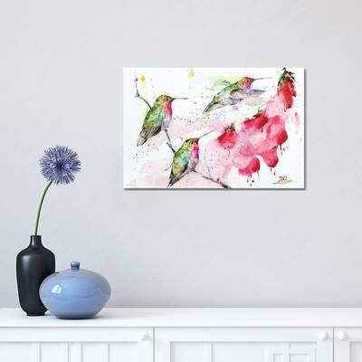 iCanvas "Hummingbirds And Flowers" by Dean Crouser Canvas Print