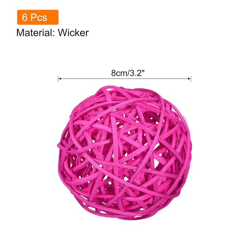 6 Pcs Wicker Rattan Balls 3.2 Inch Rattan Balls Vase Fillers