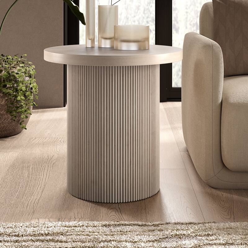 Isa 22" Wide Round Fluted Side Table - 22" Wide