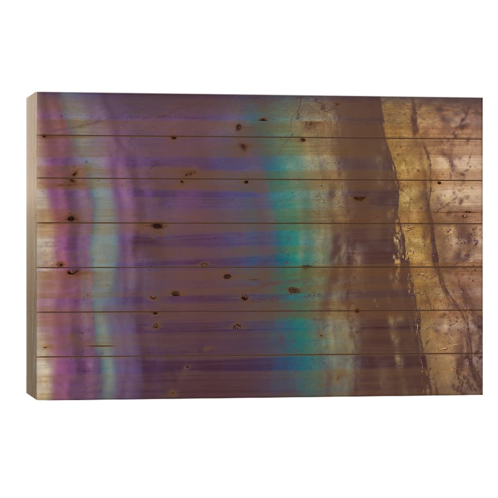 Blue Violet Fluorite Print On Wood by Elena Kulikova - Multi-Color