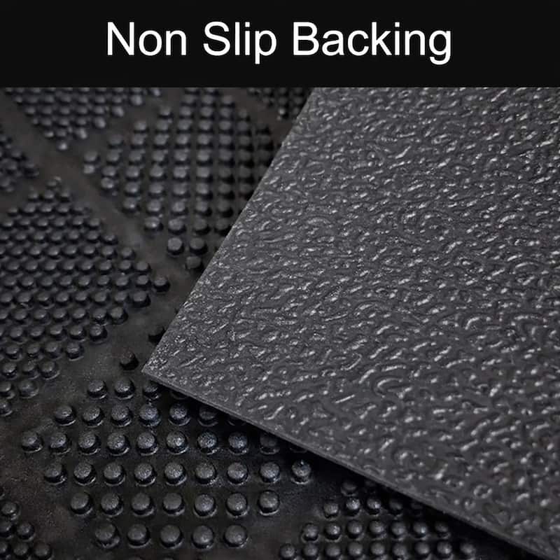 Premium Outdoor Half Round Door Mat 24x16 - Drew Checkerboard Design - 24 L x 16 W x 1/4 H