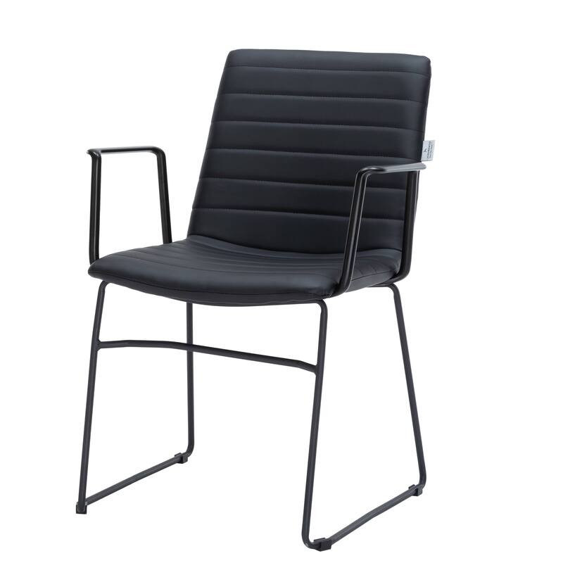 Zylar Ergonomic Guest Chair with Leather, Stainless Steel Base, High-Density Foam, Modern Design for Office or Waiting Room