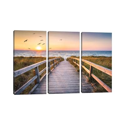 iCanvas "Sunset At The Dune Beach" by Jan Becke 3-Piece Canvas Wall Art Set