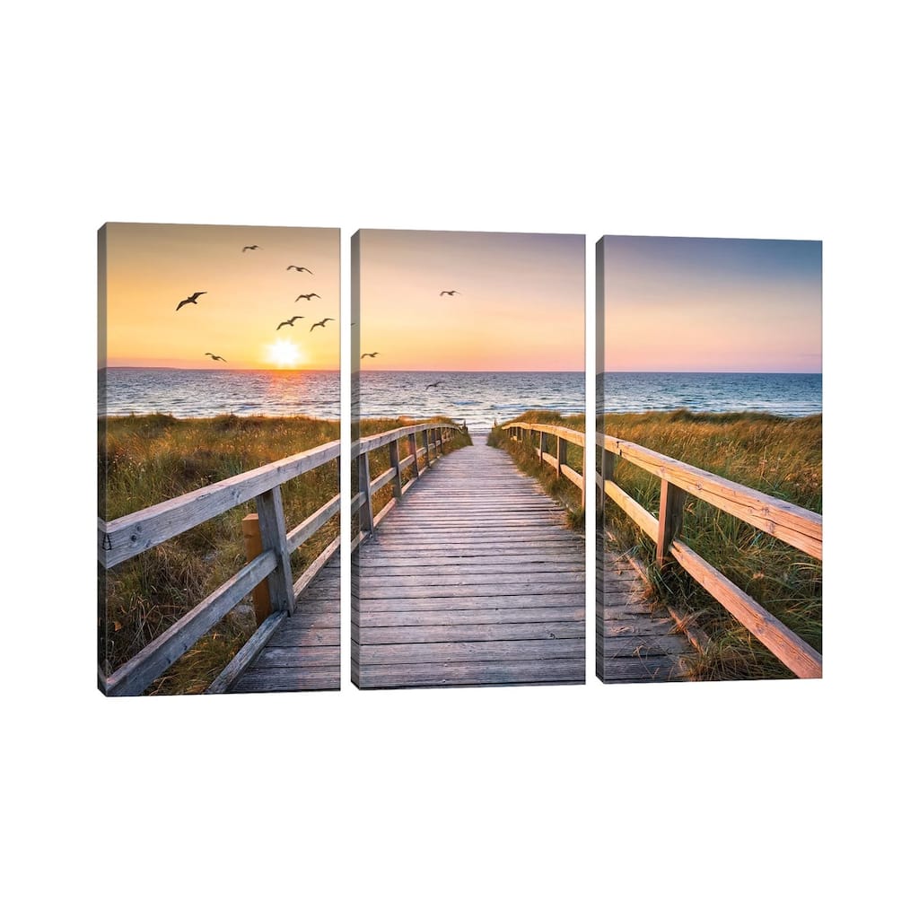iCanvas "Sunset At The Dune Beach" by Jan Becke 3-Piece Canvas Wall Art Set