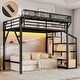 preview thumbnail 8 of 17, Metal Loft Bed with Storage Stairs, Shelves and Built-in Wardrobe