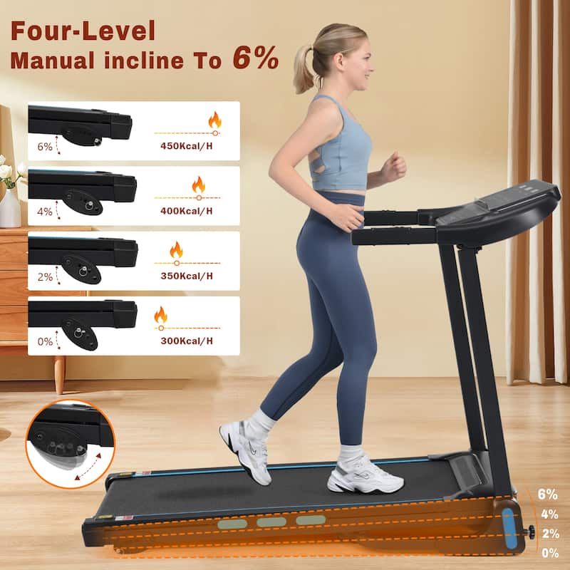 3.5HP Hydraulic System Auto Foldable Treadmill with Incline,10MPH 350Lbs Weight Capacity Electric Treadmills