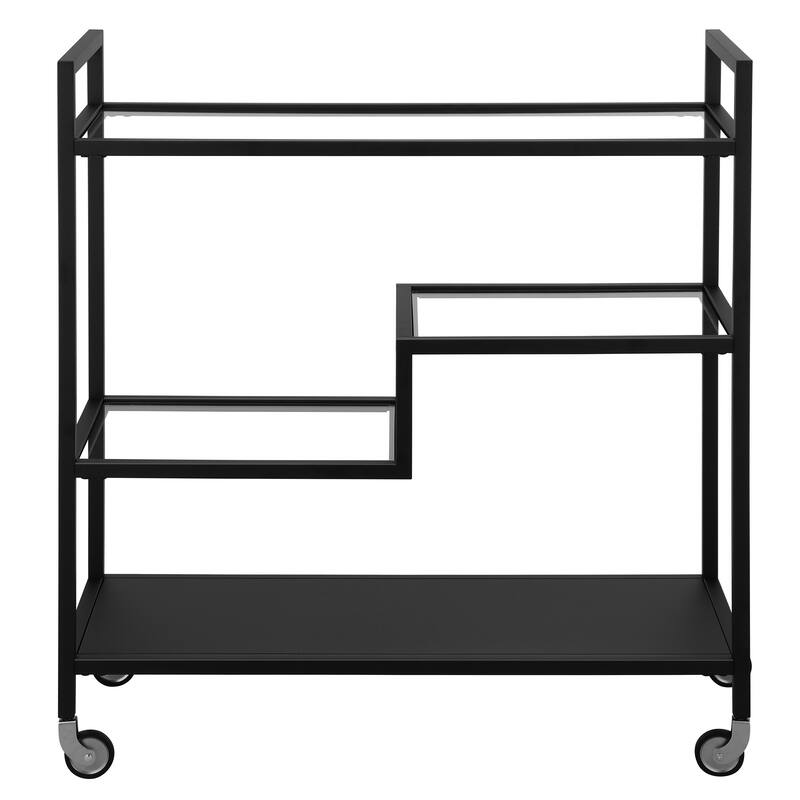 Lovett 33" Wide Rectangular Bar Cart with Glass Shelves