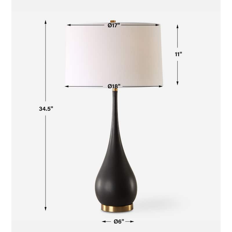 Tear Drop Table Lamp with Tapered Shade - 34.5" - Black and White