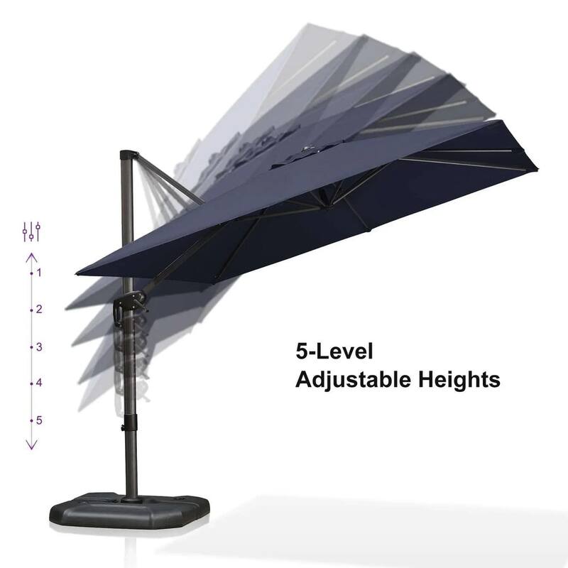 PURPLE LEAF 8 ft Square 360 Degree Rotation Patio Cantilever Umbrella