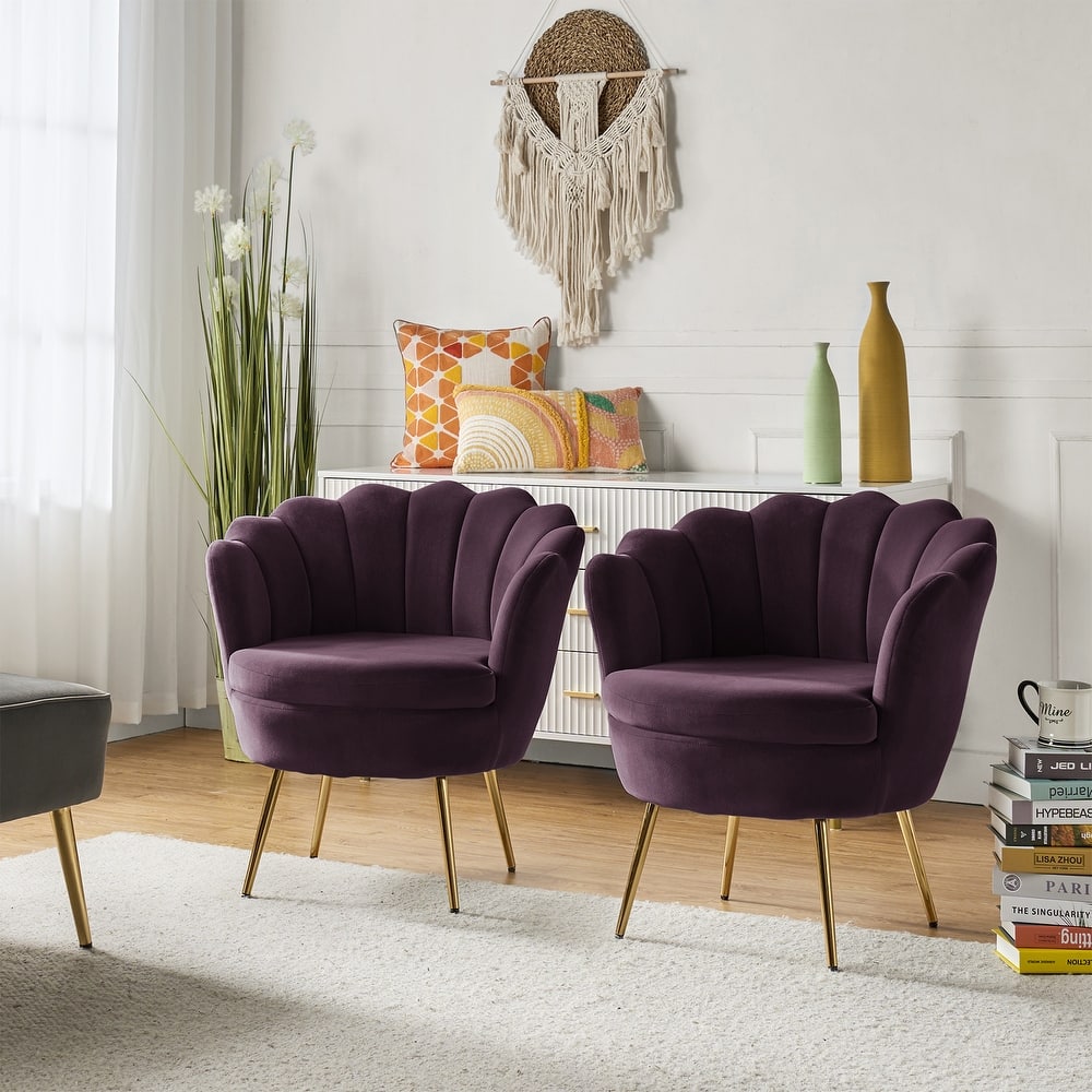 Xabier Cute Modern Upholstered Barrel Chair Accent Chair with Tufted Back Set of 2 by HULALA HOME