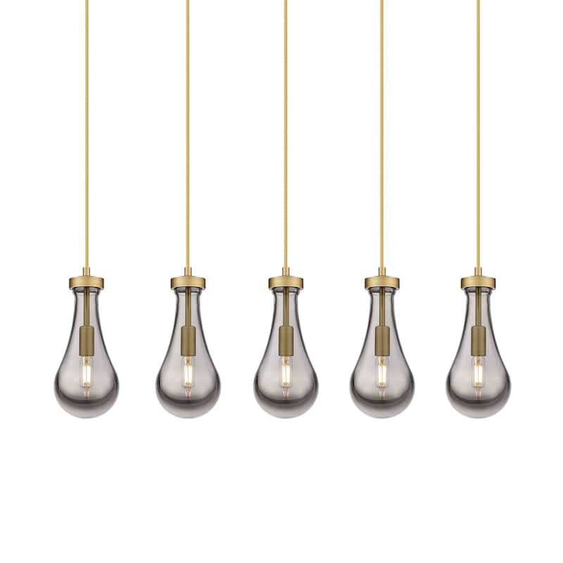 Innovations Lighting 125-451-1P-12-37 Owego Pendant Owego 5 Light 37" - Brushed Brass / Light Smoke