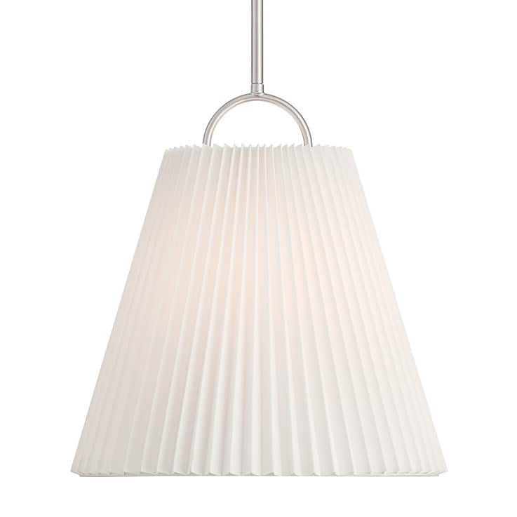 Bellevue SHP11891 15" Wide Pendant with Knife-Pleated Fabric Shade - Brushed Nickel