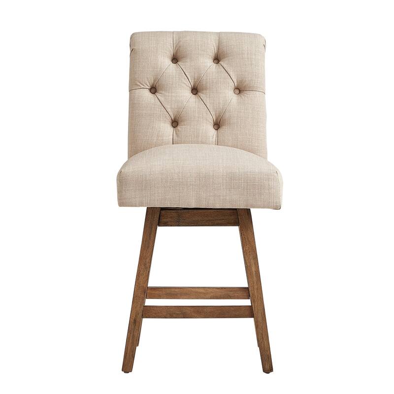 Clay Tufted Linen Upholstered Swivel Stools (Set of 2) by iNSPIRE Q