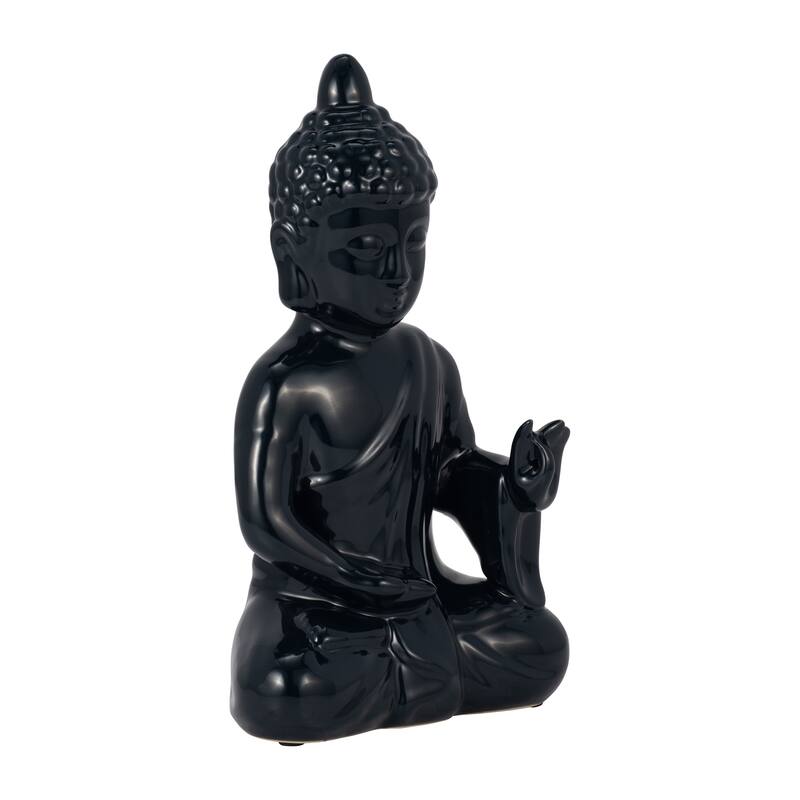 Sagebrook Home Stoneware and Ceramic Buddha Figurine - Elegant and Modern Meditative Sculpture for Home Decor