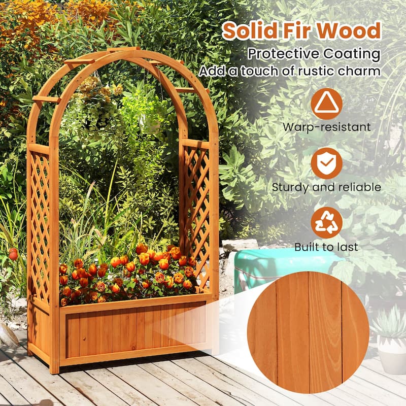 Costway 1/2 PCS Raised Garden Bed Wooden Elevated Planter Box with - Reddish Brown
