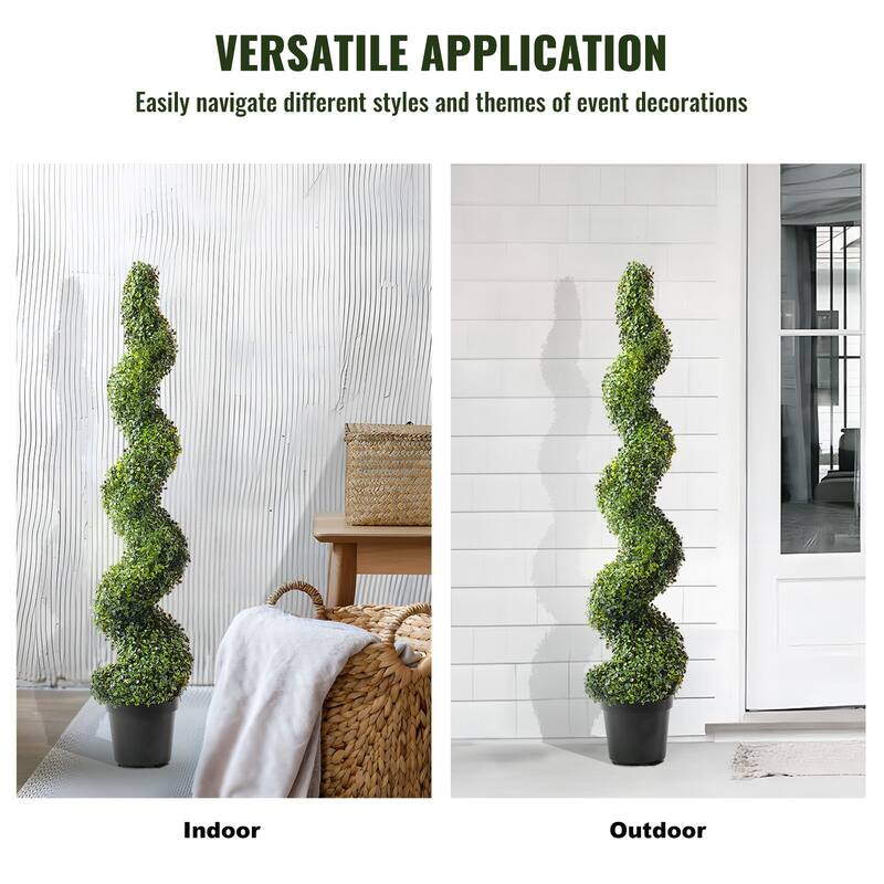 2 Pieces Artificial Boxwood Topiary Tower Plant Ideal for Indoor or Outdoor Decoration