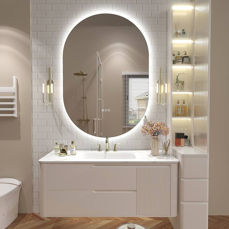 UL Certified Oval LED Lighted Anti-fog Wall Bathroom Vanity Mirror