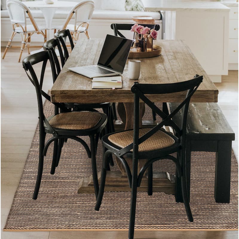 ECARPETGALLERY Braided Weave Palas Denizli Black, Tan Rug - 5'3 x 7'8