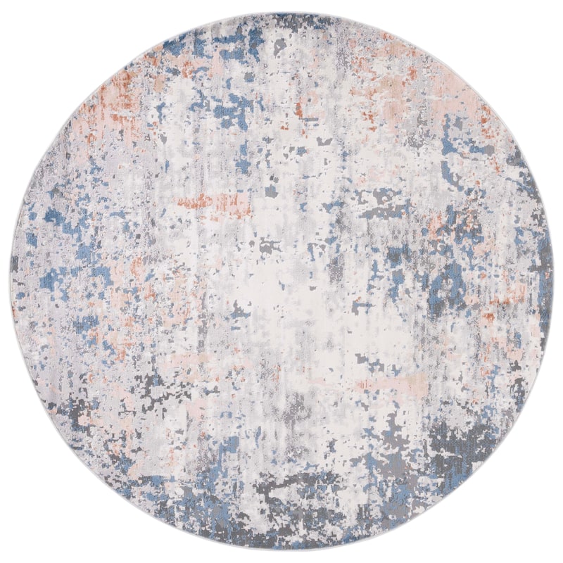 SAFAVIEH Handmade Eternal Liisi Modern Abstract Rug - 6'7" Round - Grey/Blue