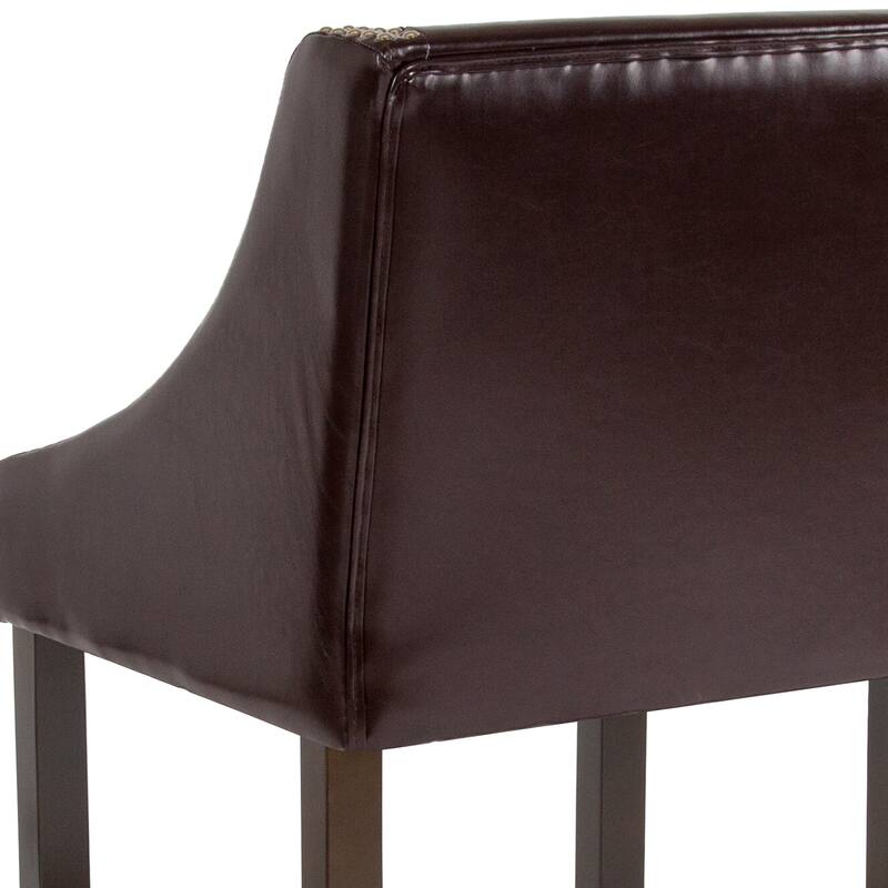 24-inch Transitional Curved Walnut Counter Height Stools (Set of 2) - 20"W x 22"D x 36"H