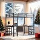 preview thumbnail 2 of 13, Elegant Full Metal Loft Bed with Desk and Shelves, Loft Bed with Ladder and Guardrails, Loft Bed Frame for Bedroom, Black