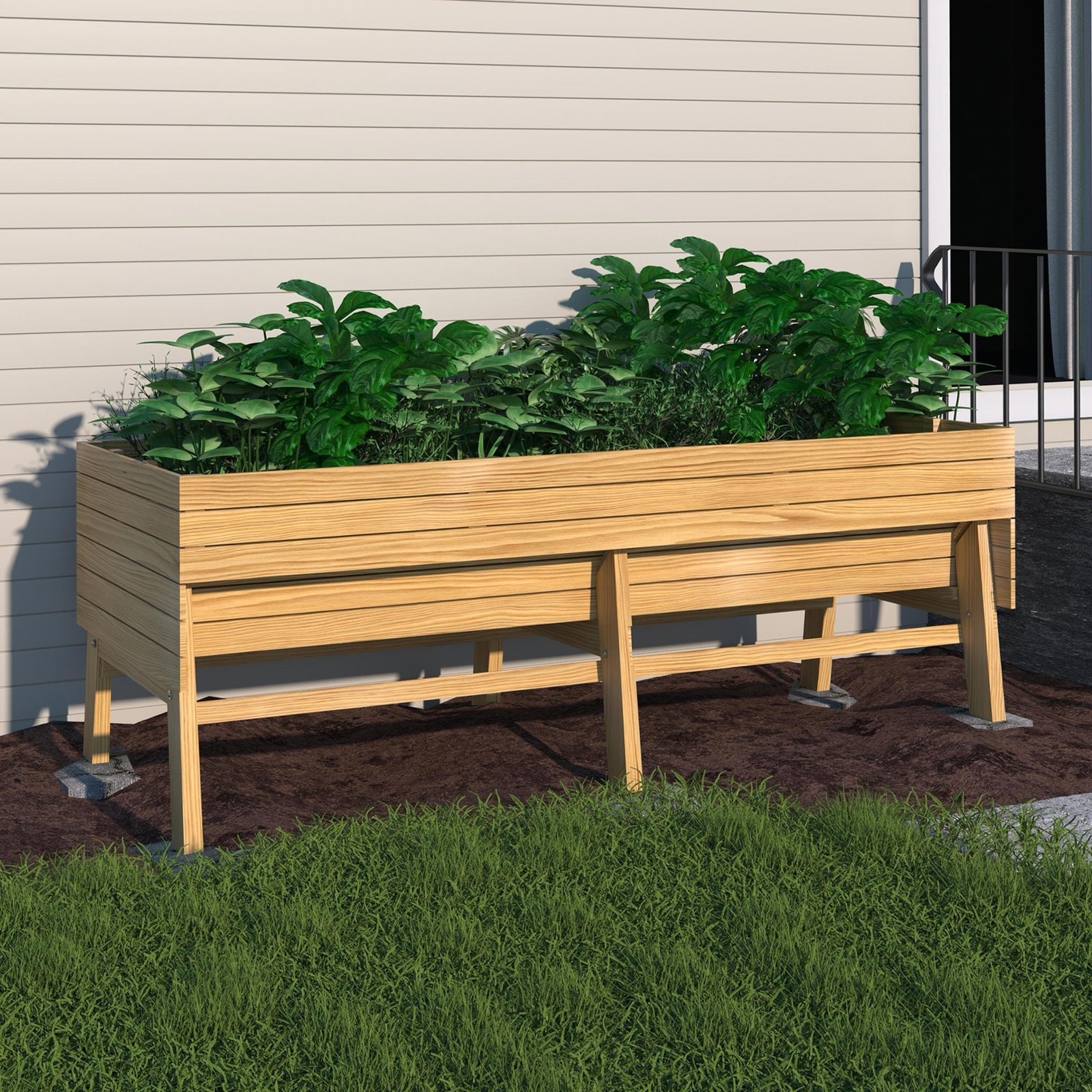 VEIKOUS 6 FT Oversized Cedar Raised Garden Bed with Legs, Wooden Planter Box with Detachable Liner
