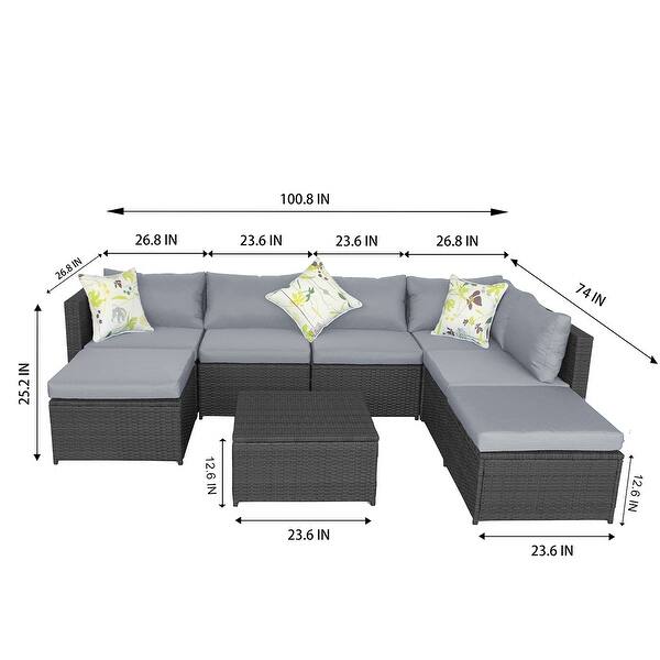 8piece Patio Furniture Set Outdoor Sectional Weather Resistant Wicker Rattan Sofa Set with Foam