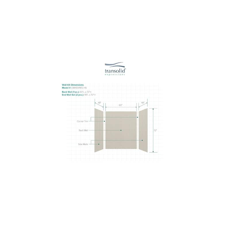 Transolid Expressions 48-in X 60-in X 72-in Glue to Wall Shower/Walls - 60" x 48" x 72"