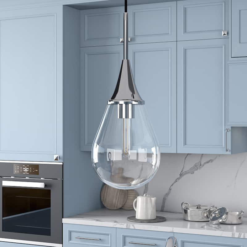 Ambrose Pendant - Polished Nickel with Clear Glass - 7" Wide