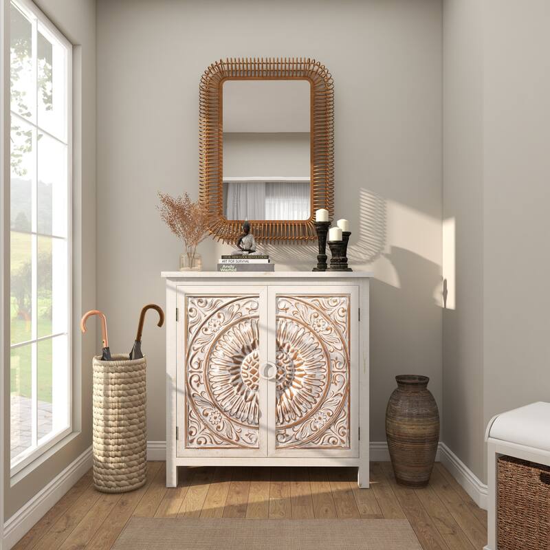 Brown Wood Handmade Woven Room Wall Mirror