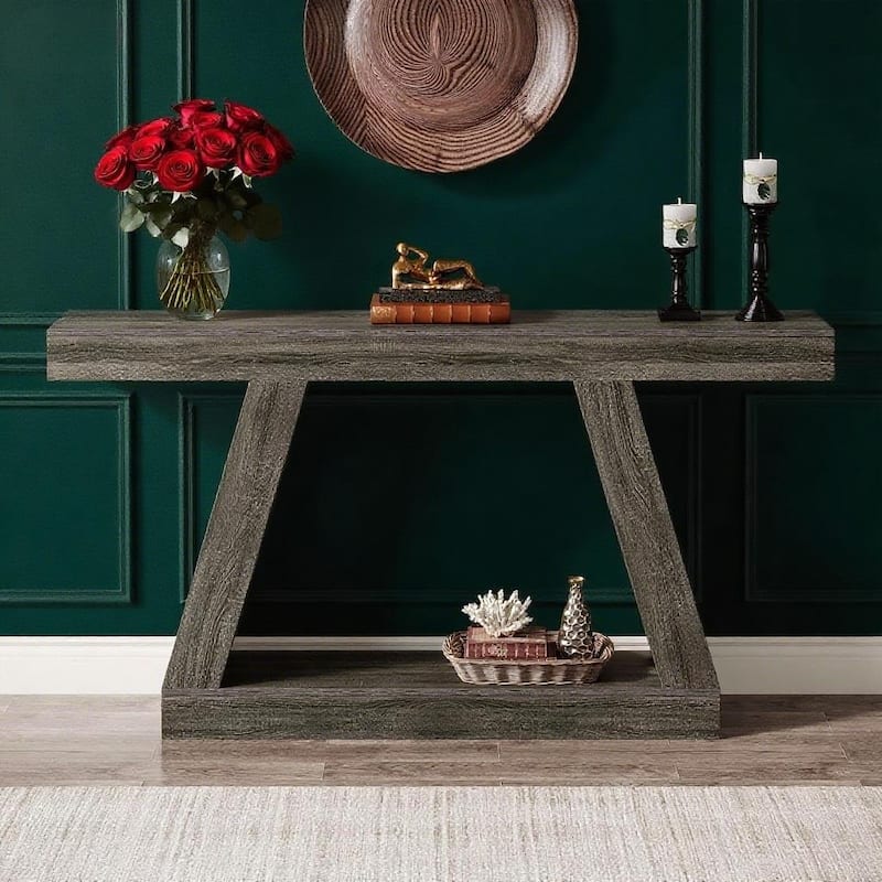 MDF Console Table with Farmhouse Rustic Style abd Storage - 55.12"W x 11.81"D x 31.5"H